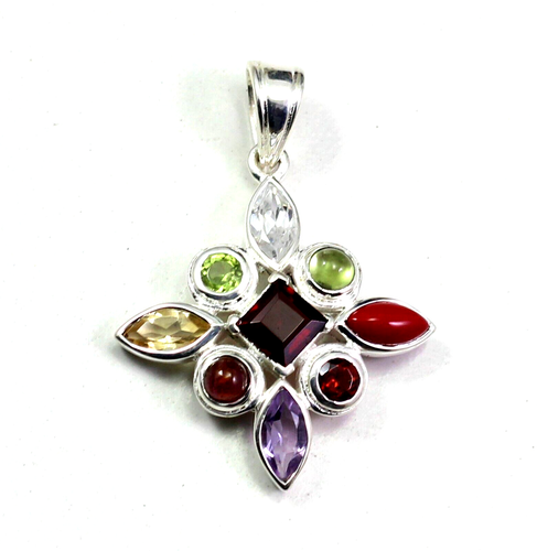 Nine Planetary Gemstone Pendant Natural Gemstones 925 Silver Jewelry KP1346 - 第 4/4 張圖片