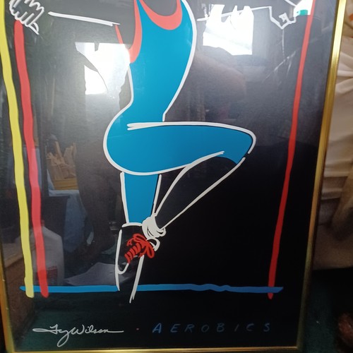 TY WILLIAMS AEROBIC Poster WORKOUT DANCE PICTURE SIGN 36" 24" GOLD FRAME FITNESS - Picture 2 of 5