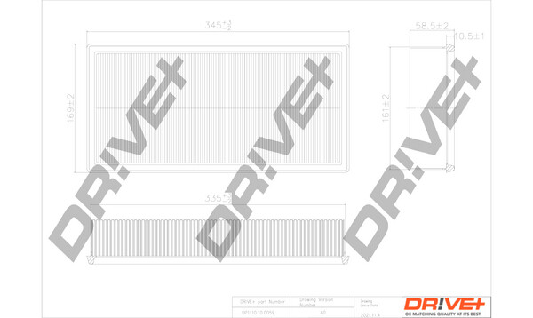 Dr!ve+ DP1110.10.0059 Air Filter for MITSUBISHI,VOLVO