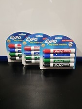 Lot of 3- Dry Eraser Marker, Low Odor, 4-Pack Red, Green, Blue & Black