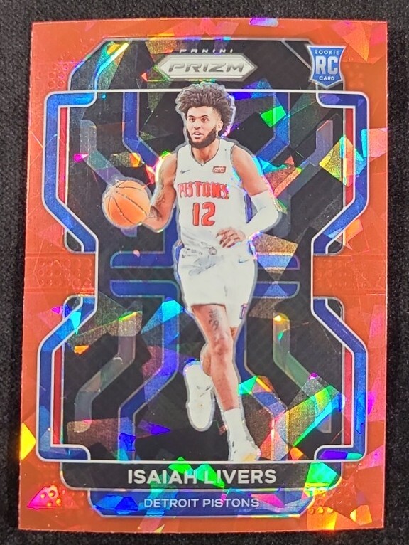 Isaiah Livers 2021-22 Panini Prizm ROOKIE RED CRACKED ICE PRIZM #296 RC Pistons