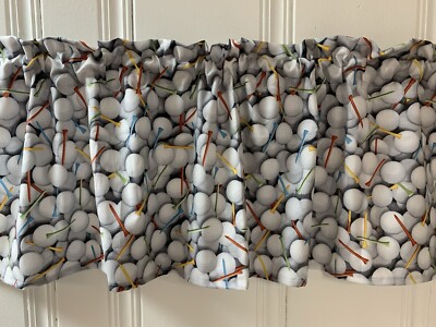 Made To Order VALANCE CURTAIN Panel Golf Balls Tees kitchen Sports RV Camper