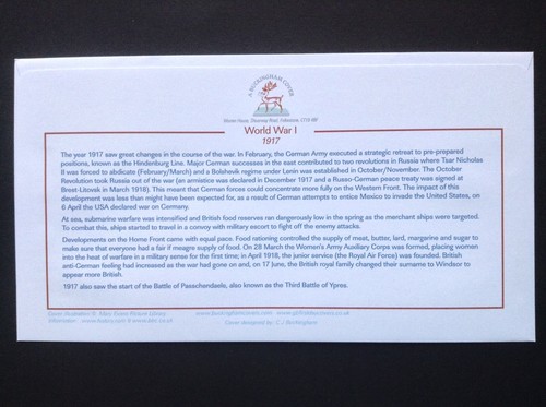 GB Buckingham 2017 Great War Centenary Set on First Day Cover, Burton-on-Trent - Bild 2 von 2