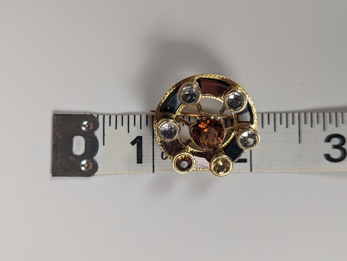 Antique Victorian Scottish Brooch 14k Gold - Topaz, Citrine, Quartz, Jade - Picture 7 of 7