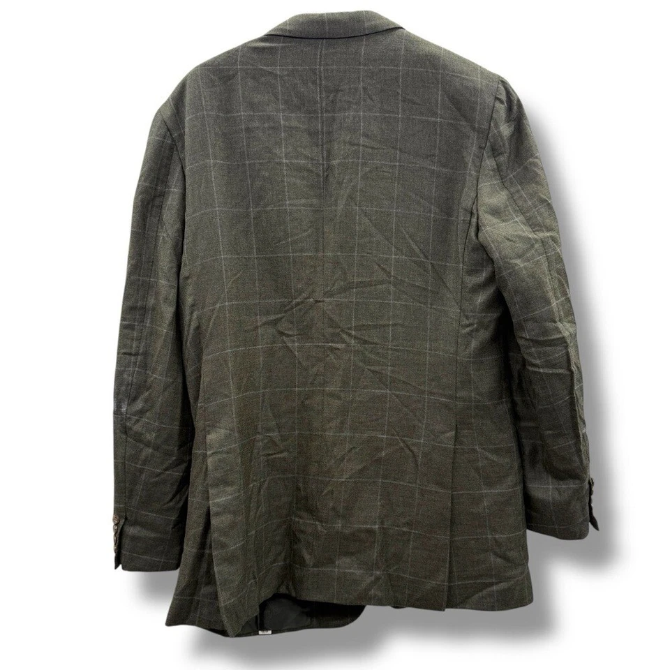Blazer Brioni Para Hombre Talla 54L IT Gris Cuadros Pura Cachemira Tres Botones Italia Foto 2 de 4