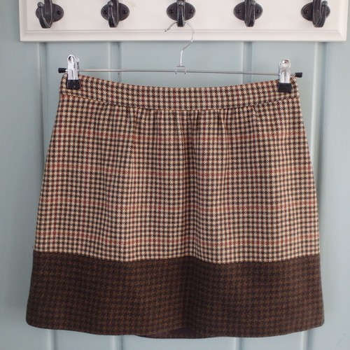 Minifalda corta J Crew para mujer 6 marrón a cuadros mezcla de lana lápiz de trabajo profesional 02552 - Imagen 1 de 5