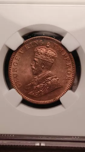 1933 Calcutta India Quarter 1/4 Anna NGC MS65 RB  Super Clean, Fresh Gem    1436