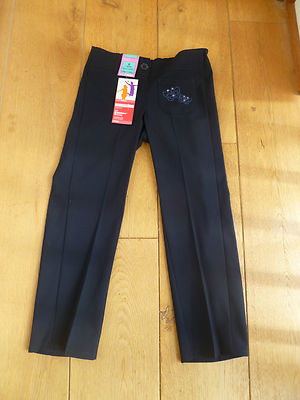 MARKS & SPENCERS MARINEBLAU PAILLETTEN BESTICKT BOOTCUT SCHULHOSE SCHMETTERLING