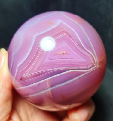 Rare 417.5G Natural Polished Colorful Banded Agate Ball Healing A85