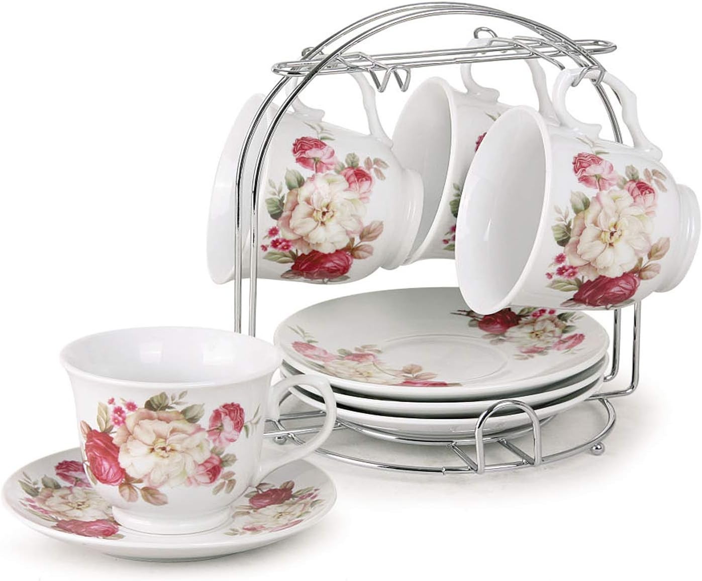 LORREN HOME TRENDS 8-Piece Coffee Cup and Saucer Set Missing 1 Cup
