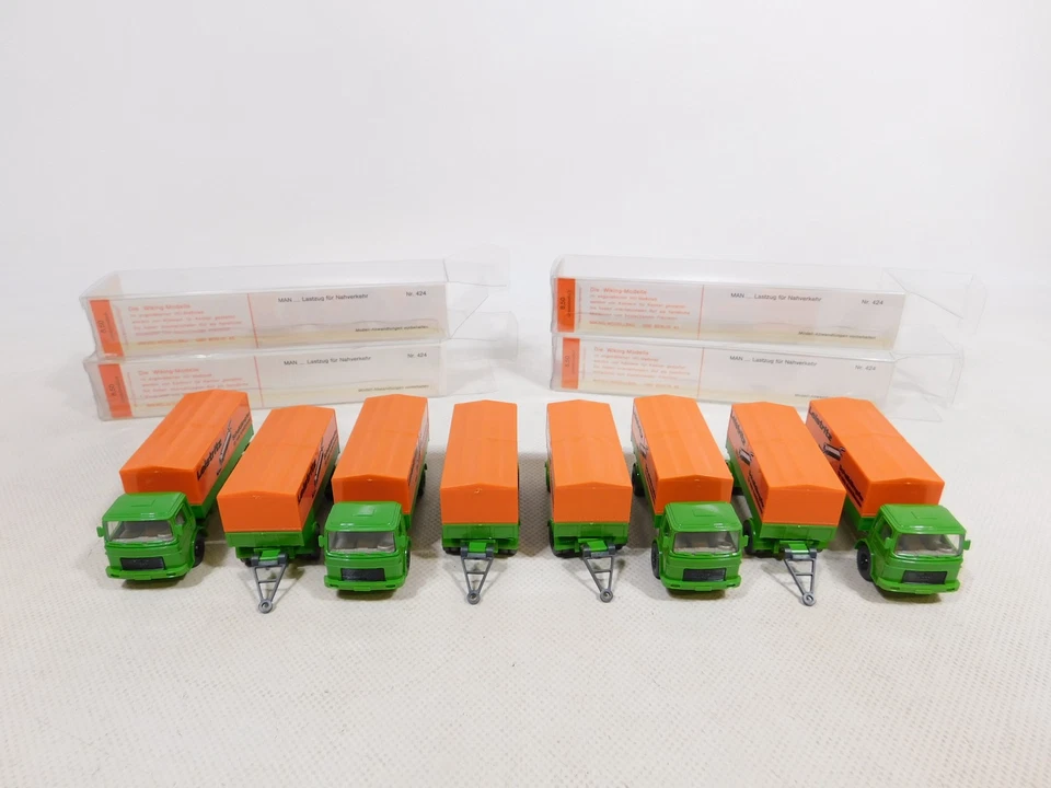 4X Wiking H0 1:87 Modello Camion Rimorchio MAN Leistritz Mint Box #ED444-0,5 - Immagine 4 di 4