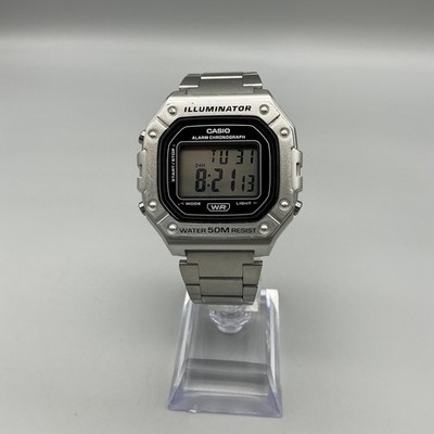 R*r様 CASIO腕時計 Casio 3224 W-218H Mens Watch 42mm Silver Tone Alarm Chronograph