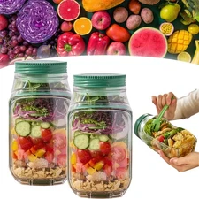 Fresh Salad Bowl, Portable Salad Container for Lunch with Dressing Container