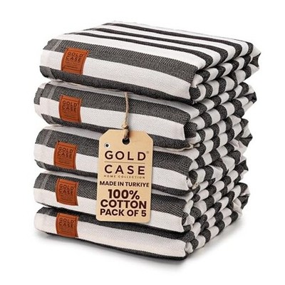 Gold CASE Turkish Beach Towel Set of 5   100% Beach-Bath Towel Set of 5 Black