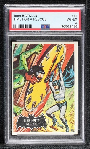 1966 Topps Batman Black Bat #41 Time for a Rescue — PSA 4