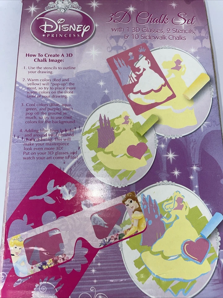 JUEGO DE TIZA 3D PRINCESA DISNEY GAFAS MÁGICAS 3D MIRA TU ARTE COBRA VIDA SUPER Foto 3 de 4