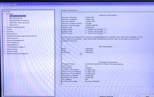 Dell OptiPlex 7050 SFF i7-7700T 2.90GHz 8GB 500GB SSD NO/OS Desktop Computer PC - Picture 8 of 8