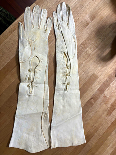 Rare Antique Gerzon Kidskin Opera Gloves (Mousquetaire, Size 6 3/4)
