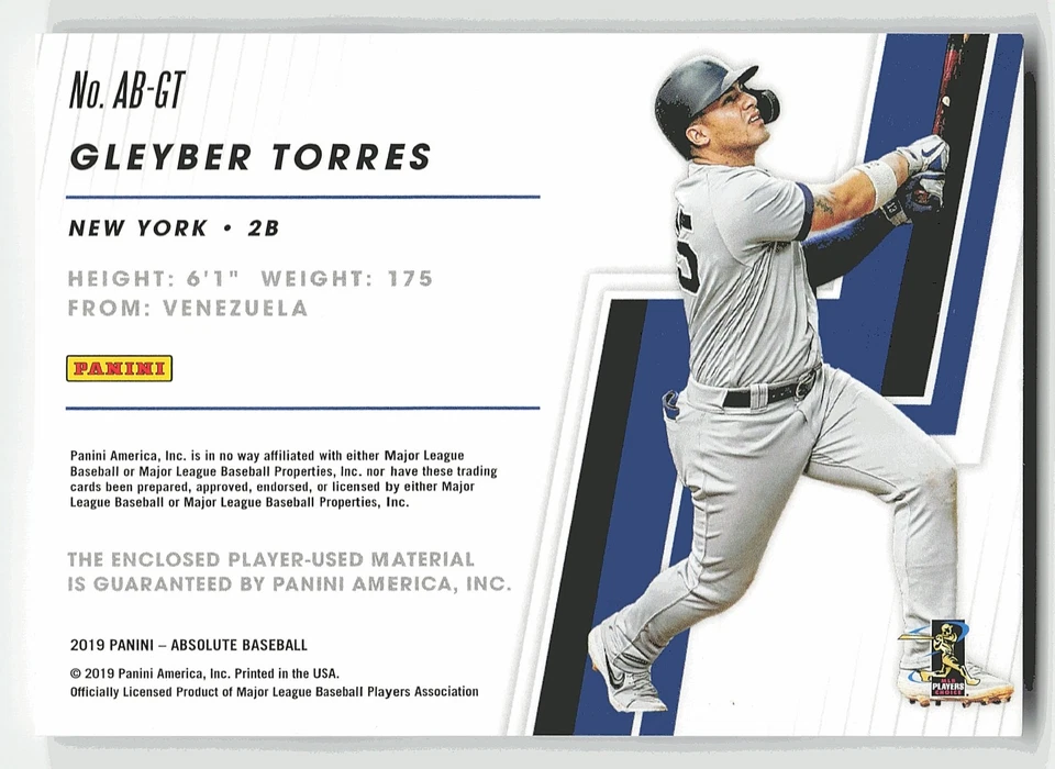 2019 Panini Chronicles #AB-GT Gleyber Torres Absolute Memorabilia - Image 2 of 2