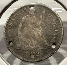 1872-S Seated Liberty Half Dime Silver US Coin Holed Mint Mark Above Wreath U251