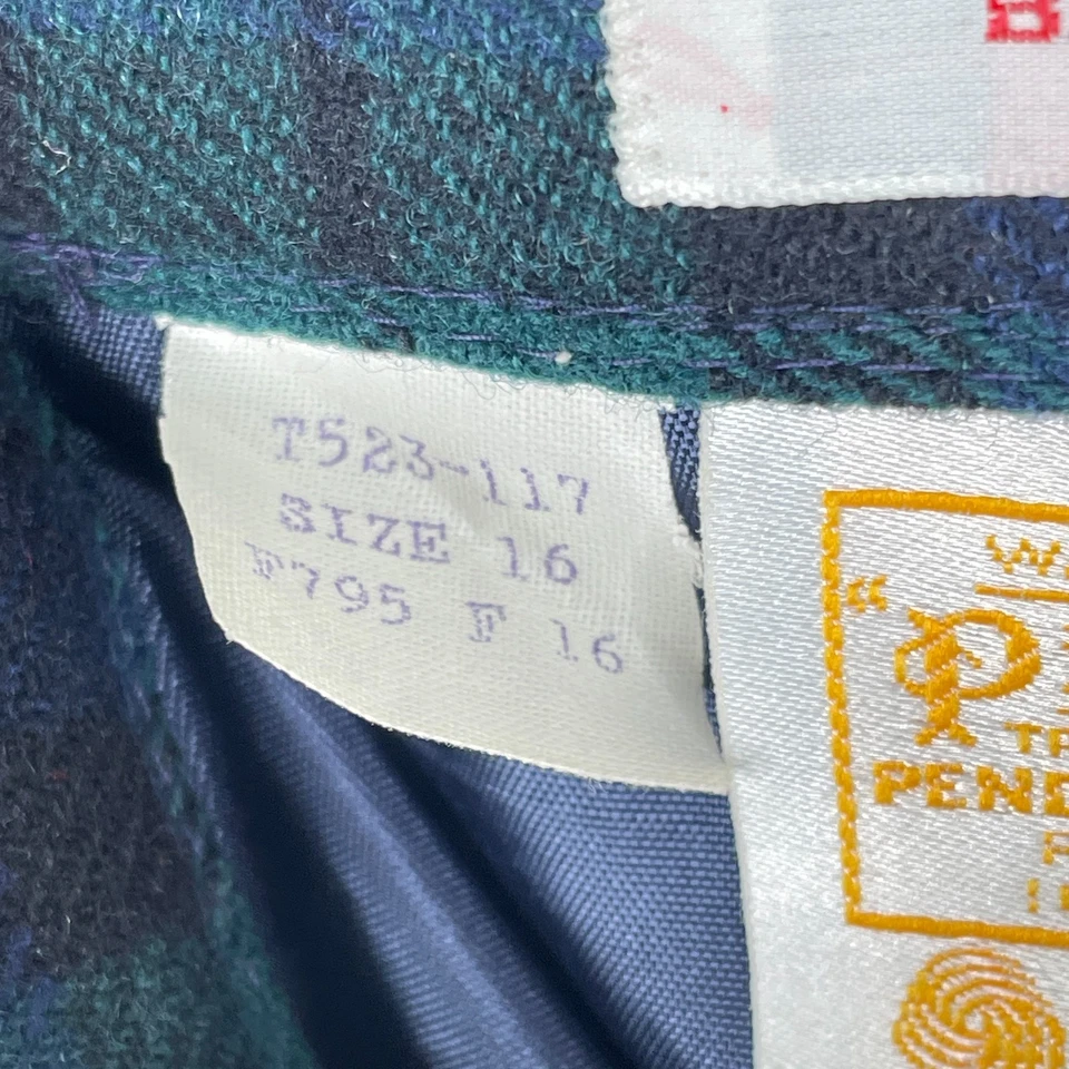 Vtg Pendleton Wool Midi Skirt Sz 16 Black Watch Tartan Plaid Academia Preppy* - Image 3 of 4