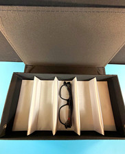 Portable Fabric 5 Glasses Storage Organizer Case Snap Closure Solid Black/White