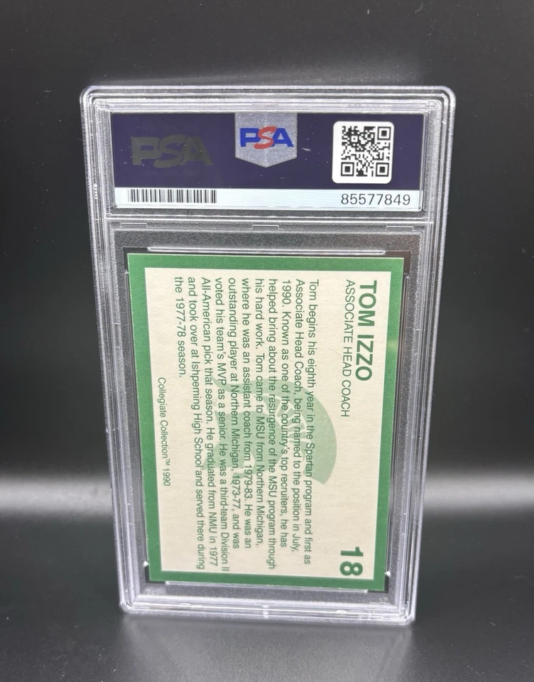 TOM IZZO PSA/DNA 1990-91 SIGNED AUTOGRAPH MICHIGAN STATE #18 ROOKIE CARD - Image 2 of 2