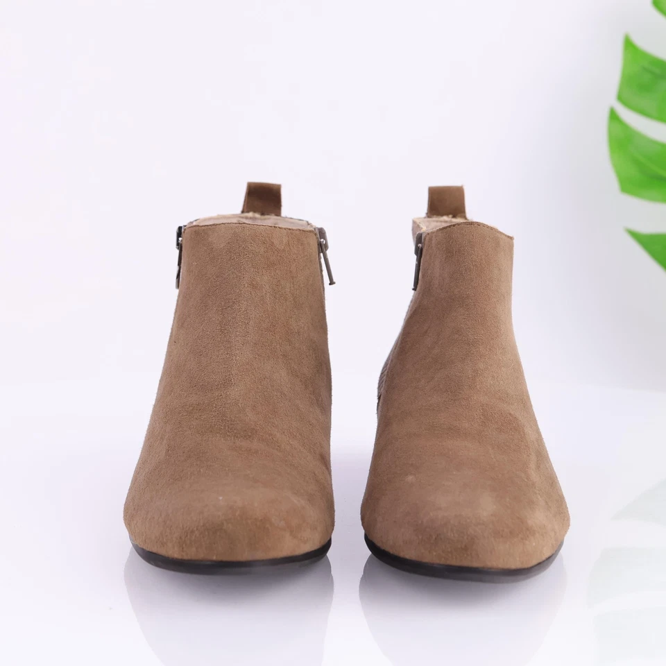 Botas Munro Lexi para mujer talla 10,5 M botines de gamuza tostada serpiente doble cremallera tacón bajo Foto 2 de 4