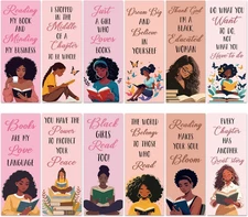 120Pcs Book Tracker Bookmarks, Black Girls Themed Paper Bookmarks Bulk, 6.1”×2.4