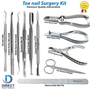 11 Pcs Chiropody Podiatry Ingrown Toe Nail Surgery Kit Manicure Pedicure Tools