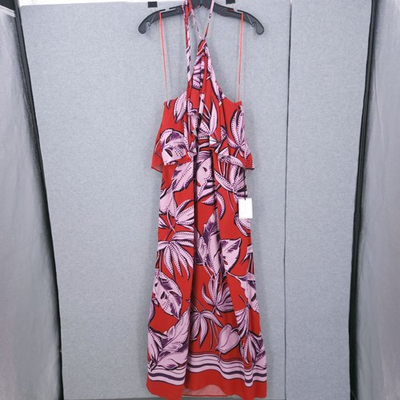 #ad #ad 1. State Tropical Print Ruffled Halter Neck Maxi A Line Dress Womens Size M NWT $23.99