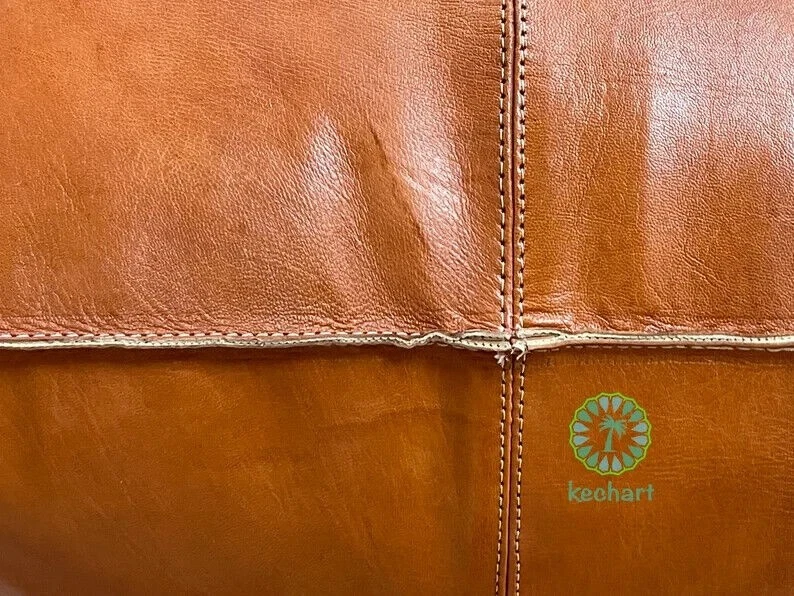 Footstool Aamazing New Unstuffed Boho 20'' Footrest Leather Pouffe Moroccan Best - Image 2 of 4