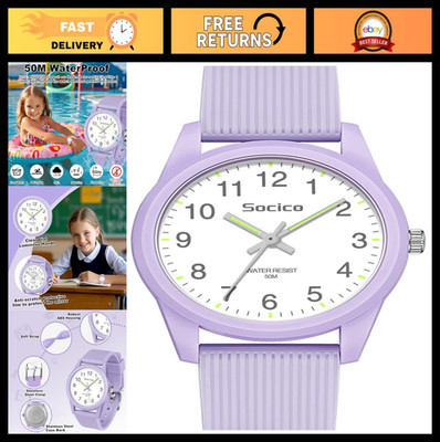 Kids Analog Watch - Easy Read Time Learning, 50M Waterproof, Soft Band Wristwatc