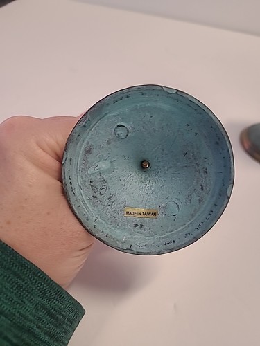 Candelabros de luz de té con pétalos de flor de loto de tulipán/soporte de latón verde de colección - Imagen 7 de 9