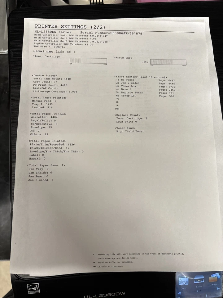 Impresora láser todo en uno Brother HL-L2380DW con impresión dúplex - negra Foto 4 de 4