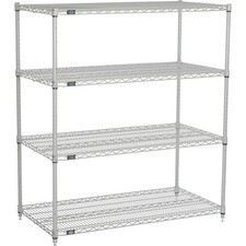Nexelate Wire Shelving Starter Unit Silver Epoxy 48"W x 24"D x 54"H