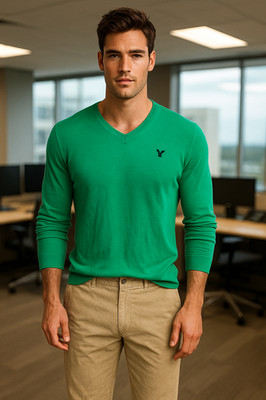 AMERICAN EAGLE MENS XL GREEN LONG SLEEVE V-NECK SWEATER BLUE EAGLE 