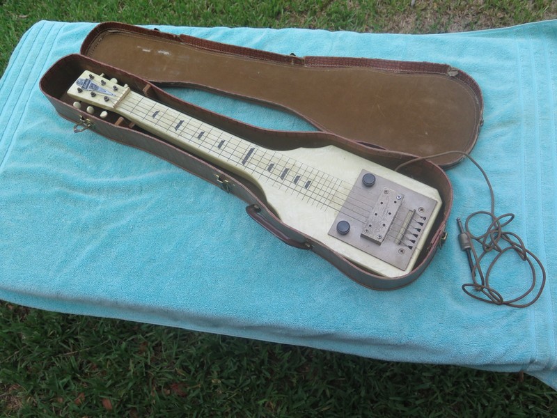 Vintage 1950's Silvertone Lap Steel guitar by Supro/National Case Plays no resrv