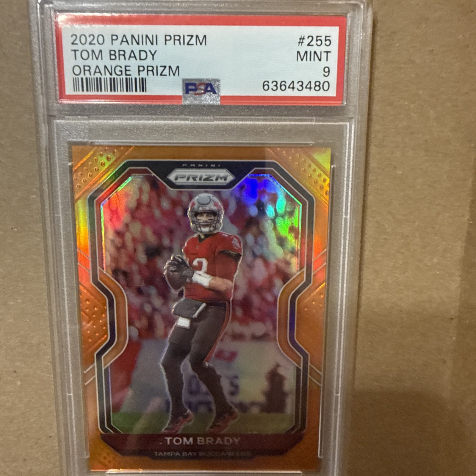 2020 PANINI PRIZM TOM BRADY #255 ORANGE PRIZM TAMPA BAY  PSA 9 MINT  /249 GOAT🐐