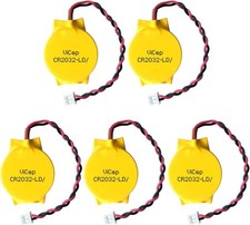 5 PACK 3V CR2032 CMOS Battery with Wire Leads and MOLEX Connector Computer NEW