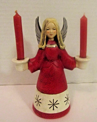 Vintage MCM Goebel 6.5" Angel Double Candle Holder Hummel W Germany 1966