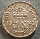 1942 George VI Sixpence — photo from another recent sale