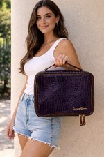 Samantha Brown Laptop Bag NWOT Purple Embossed Brown Trim
