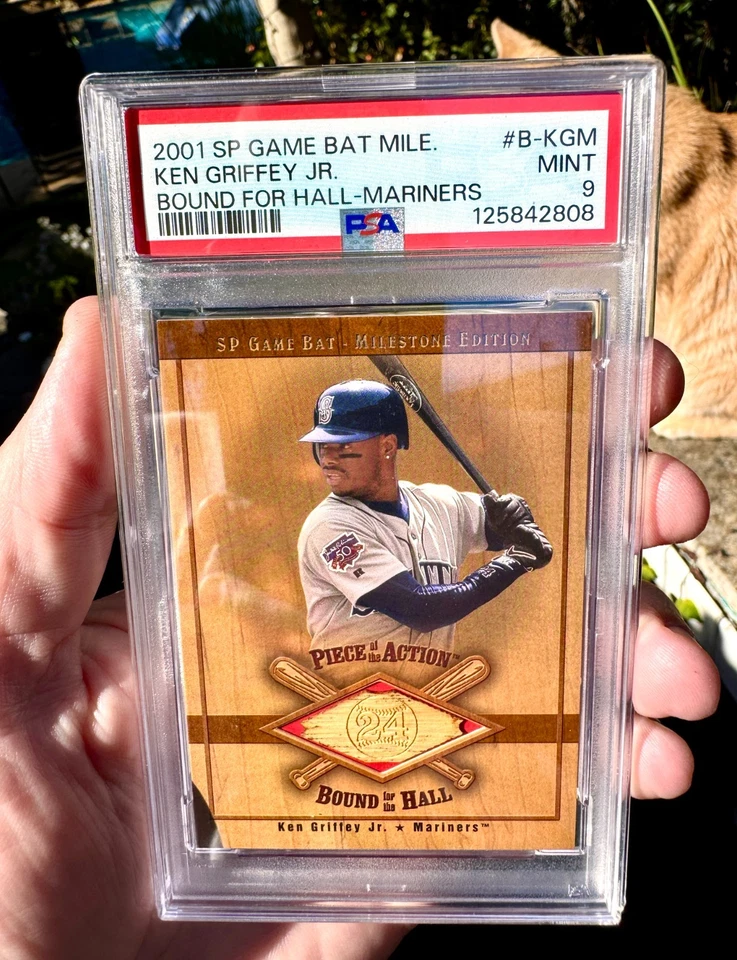 KEN GRIFFEY JR 2001 sp juego bate encuadernado para el pasillo game-bat psa 9 como nuevo pop = 6! Foto 3 de 4