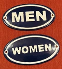 VINTAGE TOILET PORCELAIN SIGN OLD RESTROOM BATHROOM PURE GAS STATION MEN WOMEN