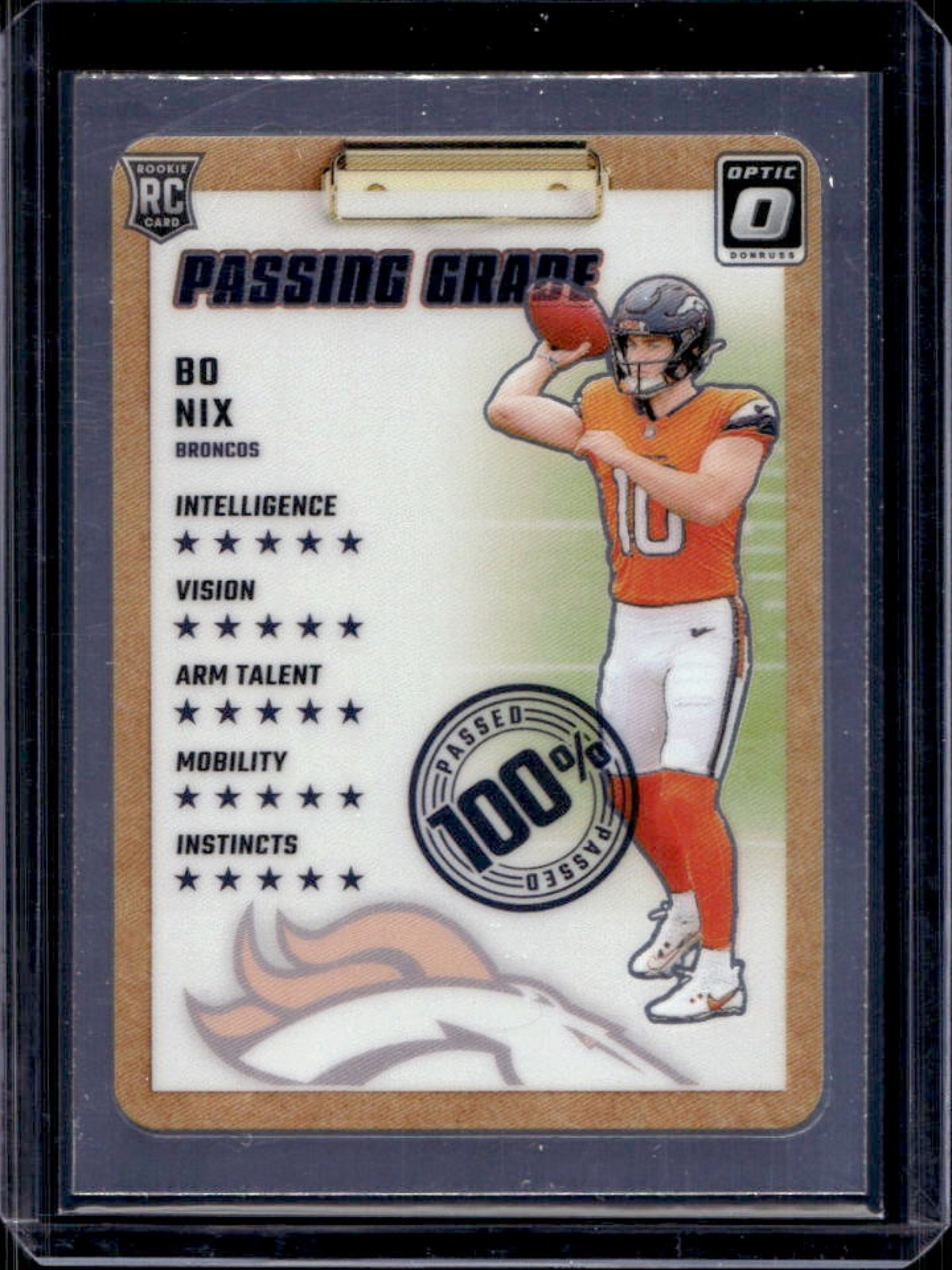 2024 Donruss Optic Bo Nix Passing Grade RC Rookie #3 Broncos
