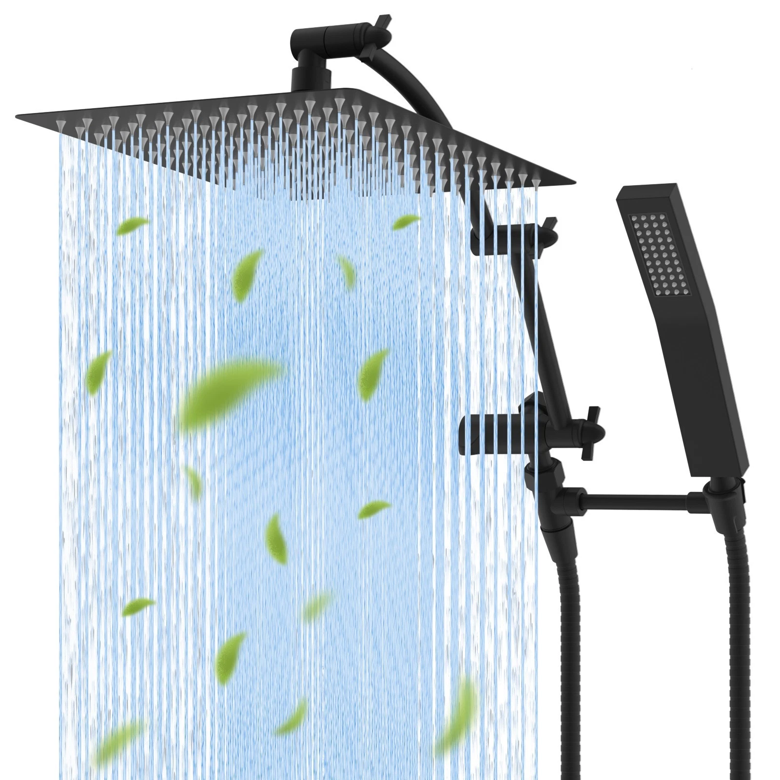 12 in High Pressure Rain Shower Head Combo with Handheld Spray Adjustable Arm