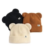 Baby Beanie Winter Hat with Bear Ear for 6-36 Months Black beige caramel