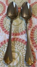 Yamazaki Cara Teaspoons Gold Accent Glossy Stainless Japan Flatware Set Of 2