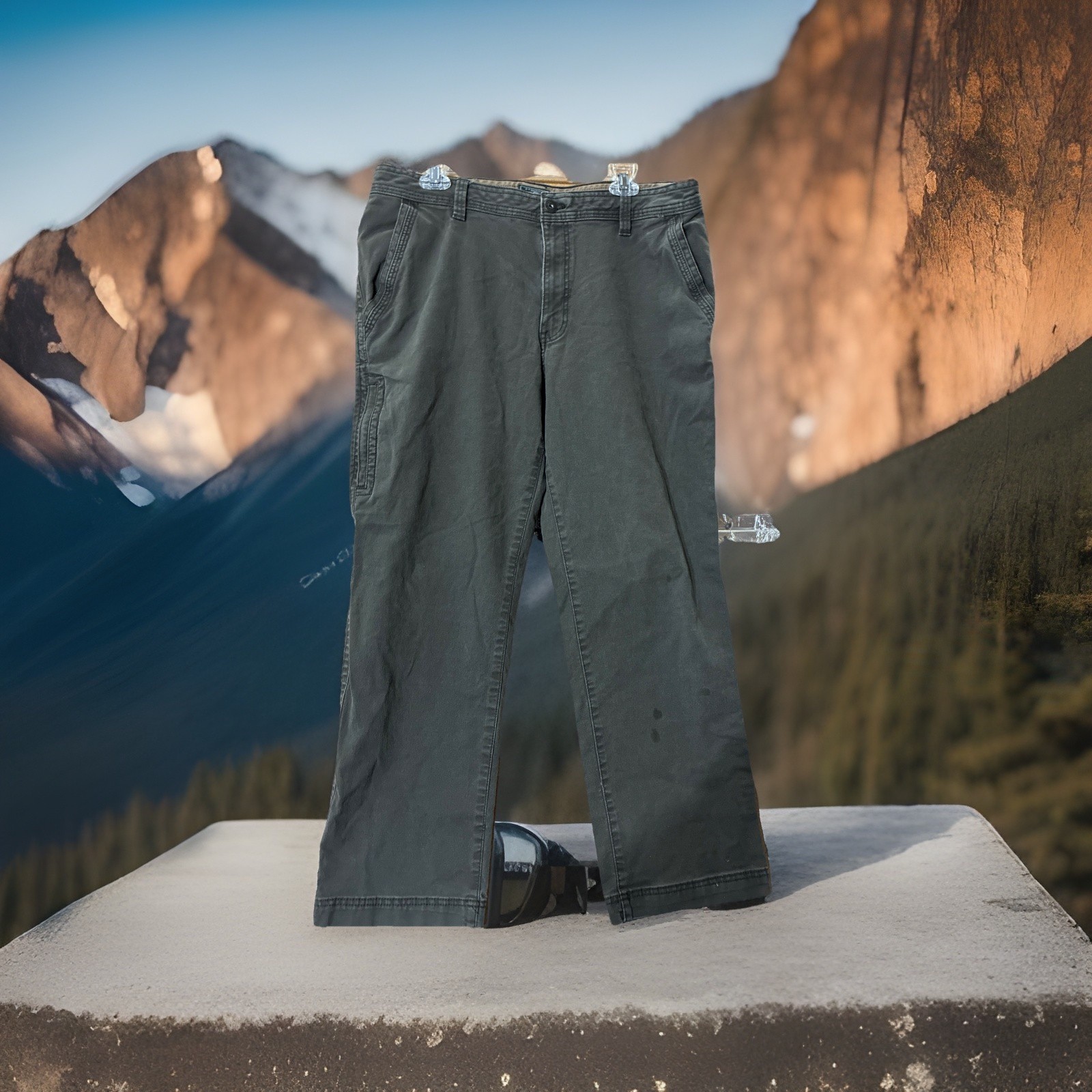 Mens Green GH Bass Hard Service Canvas Utility Pants Stretch Size 36X30 image 5